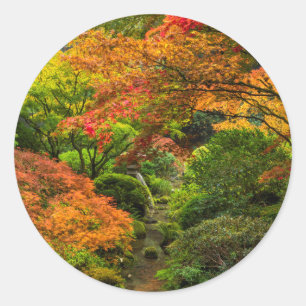 Adesivo Redondo Jardins Japoneses no Outono em Portland, Oregon 2