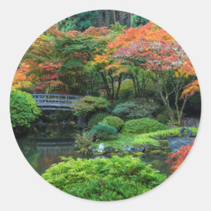 Adesivo Redondo Jardins Japoneses no Outono em Portland, Oregon 3