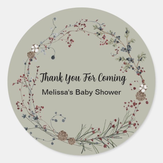 Adesivo Redondo Jardins Russos de Bho Selvagem de Winterberry (Frente)