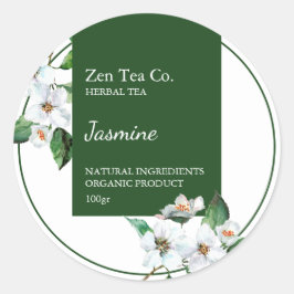 Adesivo Redondo Jasmine Herbal Tea Business Label