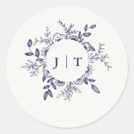 Adesivo Redondo Jasminum Sambac com Casamento Azul Marinho