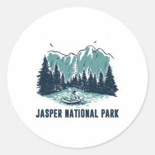 Adesivo Redondo Jasper Montanha Alberta Canadá Jasper Parque Nacio