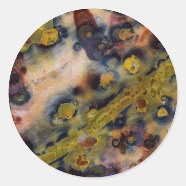 Adesivo Redondo Jasper Oceano close-up abstrato (Frente)
