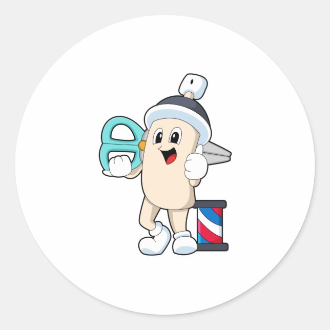 Adesivo Redondo Jato de hairdresser com tesoura (Frente)