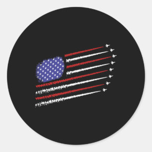 Adesivo Redondo Jatos de Combate Com a Bandeira Americana dos EUA