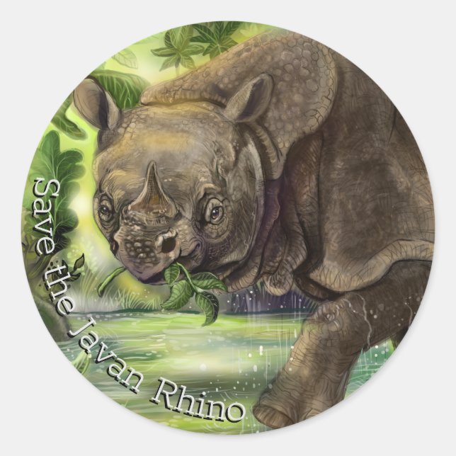Adesivo Redondo Javan Rhino Art (Frente)
