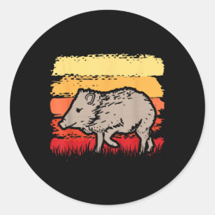 Adesivo Redondo Javelina Retro Vintage 80 Sunset Cute Funny Arizo