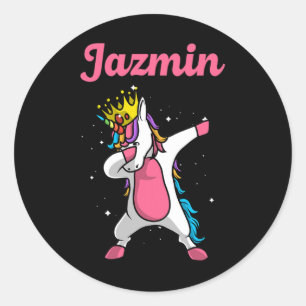 Adesivo Redondo Jazmin Gift Name Personalizado Birthday Dabbing Un