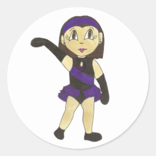 Adesivo Redondo Jazz Dance Considerando Roxo Costume Dançarina