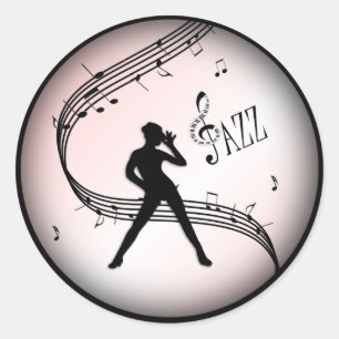 Adesivo Redondo Jazz Dance Pink Music Classic Round Sticker