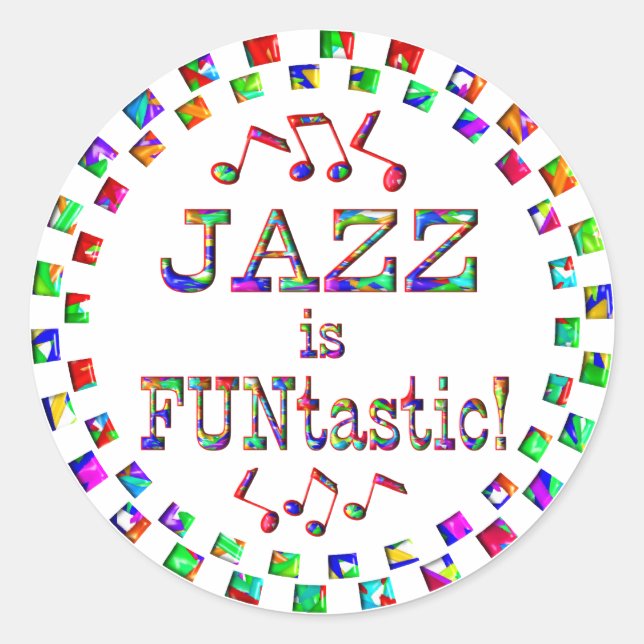Adesivo Redondo Jazz é FUNtastic (Frente)