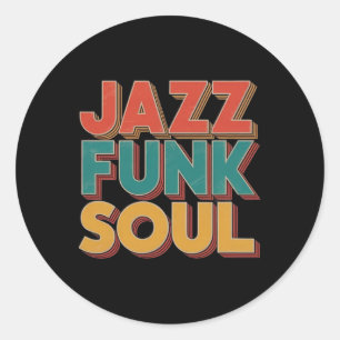 Adesivo Redondo Jazz Funk E Soul - Música Vintage Afro Retro