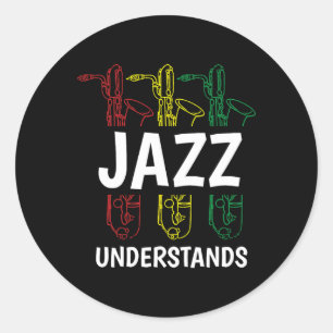 Adesivo Redondo Jazz Music Décima Época Negra Musicista Americano