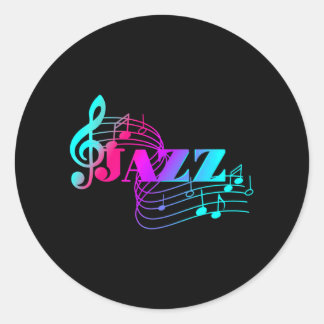 Adesivo Redondo Jazz Musical Colfulheet Music Jazz Notes