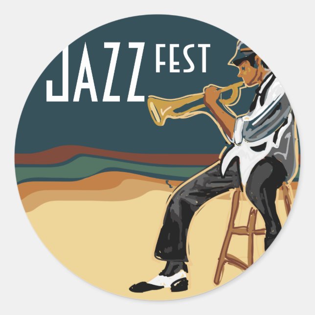 Adesivo Redondo Jazz Player Sticker (Frente)