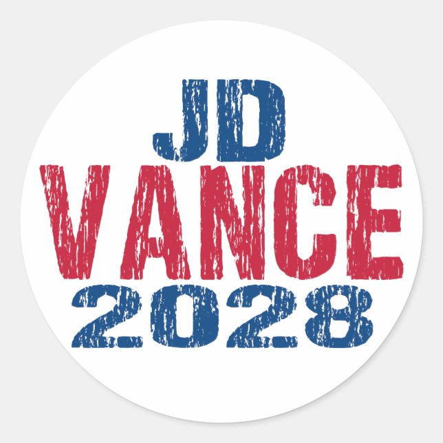 Adesivo Redondo JD Vance 2028 (dis) (Frente)