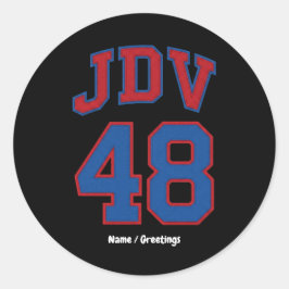 Adesivo Redondo JDV 48 Estilo Varsity Retro Monograma Esportivo Vi
