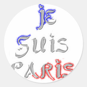 Adesivo Redondo Je Suis Paris Eu amo Paris
