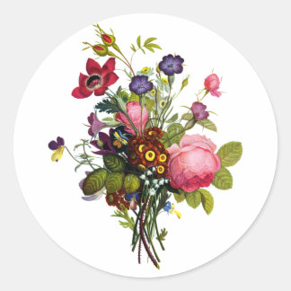 Adesivo Redondo Jean Louis Prevost Rosas e Buquê Pansy