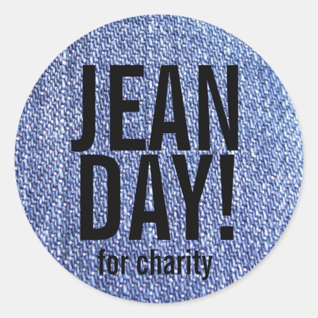 Adesivo Redondo Jeans Azuis Faux Vinhetas de Dia Casual (Frente)