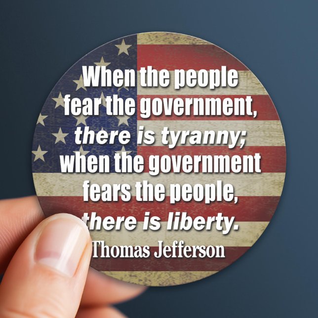 Adesivo Redondo Jefferson: Liberdade vs Tirania (Patriotic Sticker)
