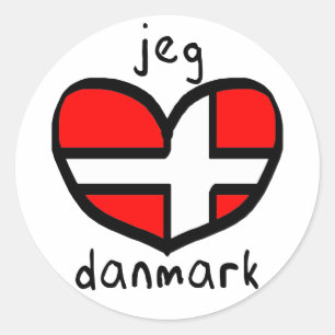 Adesivo Redondo Jeg Elsker Danmark