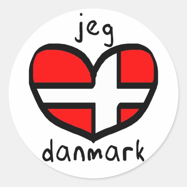 Adesivo Redondo Jeg Elsker Danmark (Frente)