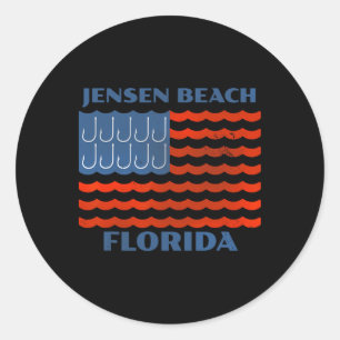 Adesivo Redondo Jensen Beach Flórida Bandeira Americana de Pesca V
