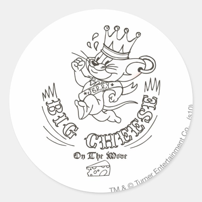 Adesivo Redondo Jerry Big Cheese Na Lua 1 (Frente)