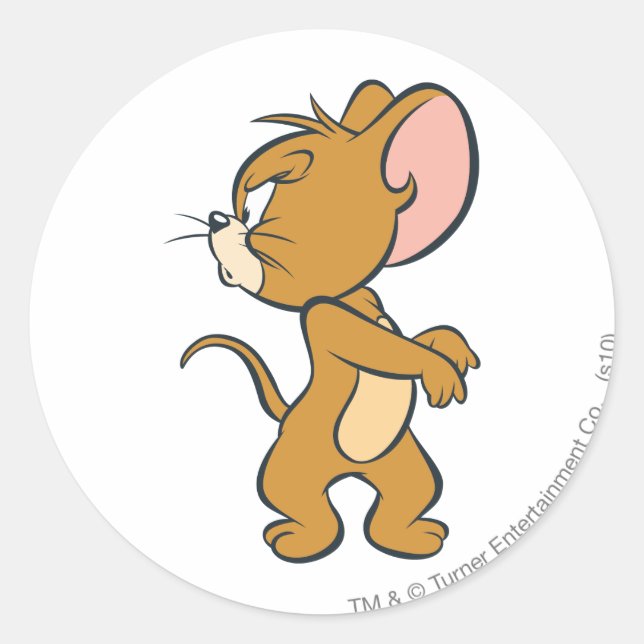 Adesivo Redondo Jerry Olhando Para Trás Irritado (Frente)