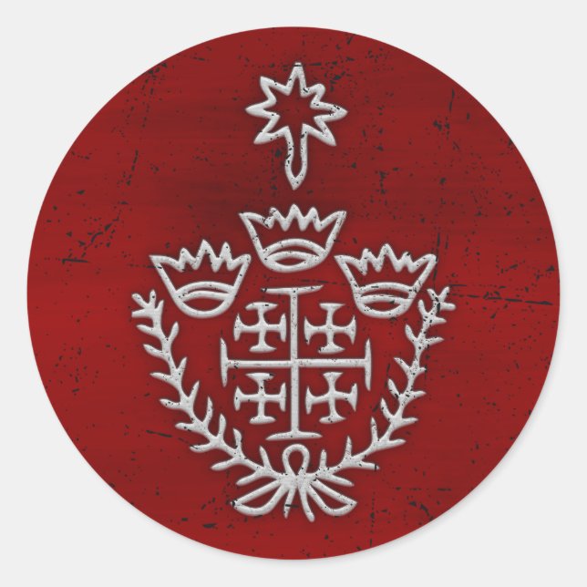 Adesivo Redondo Jerusalem Cavaleiro Templário Cruzador Cruzado Deu (Frente)