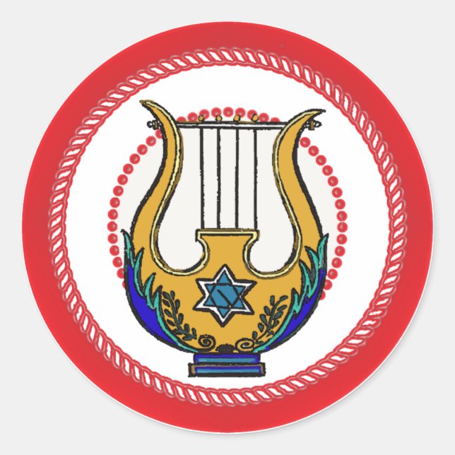 Adesivo Redondo Jesse Tree David's Harp (Frente)