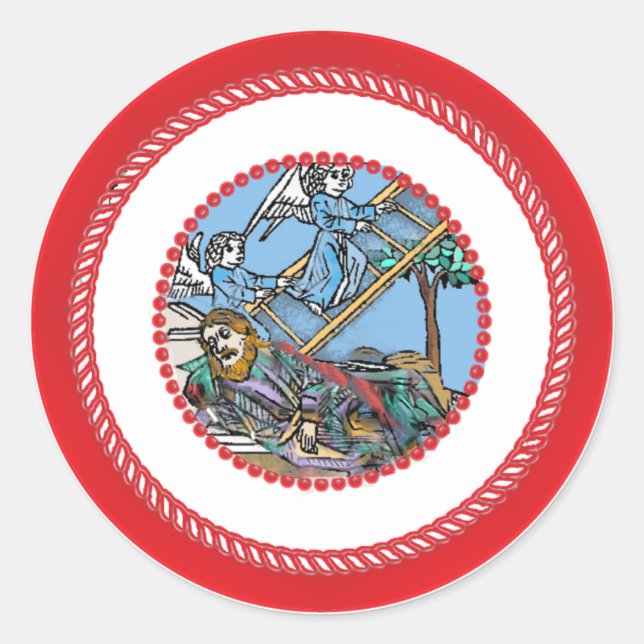 Adesivo Redondo Jesse Tree Jacob's Ladder Sticker (Frente)