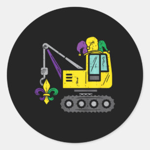 Adesivo Redondo Jester Crane Mardi Gras Cute Boys Todlers