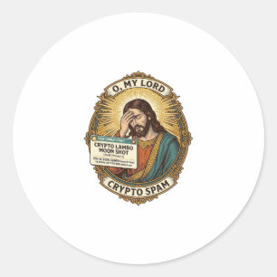 Adesivo Redondo Jesus Adicionou Spam Crypto Grupo de Chat Irritaçã