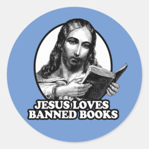 Adesivo Redondo Jesus ama livros proibidos