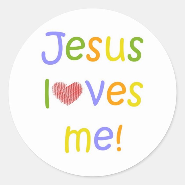 Adesivo Redondo Jesus ama-me Sticker//White (Frente)