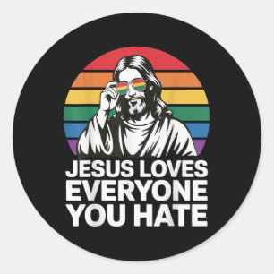 Adesivo Redondo Jesus ama todos que você odeia