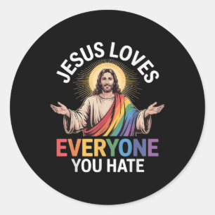 Adesivo Redondo Jesus ama todos que você odeia