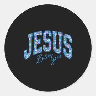 Adesivo Redondo Jesus Ama Você, Bíblia Deus Fé Igreja Cristã 