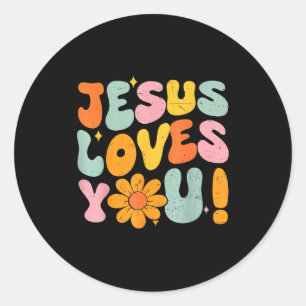 Adesivo Redondo Jesus Ama Você Cristã Adolescente Menina Deus Irmã