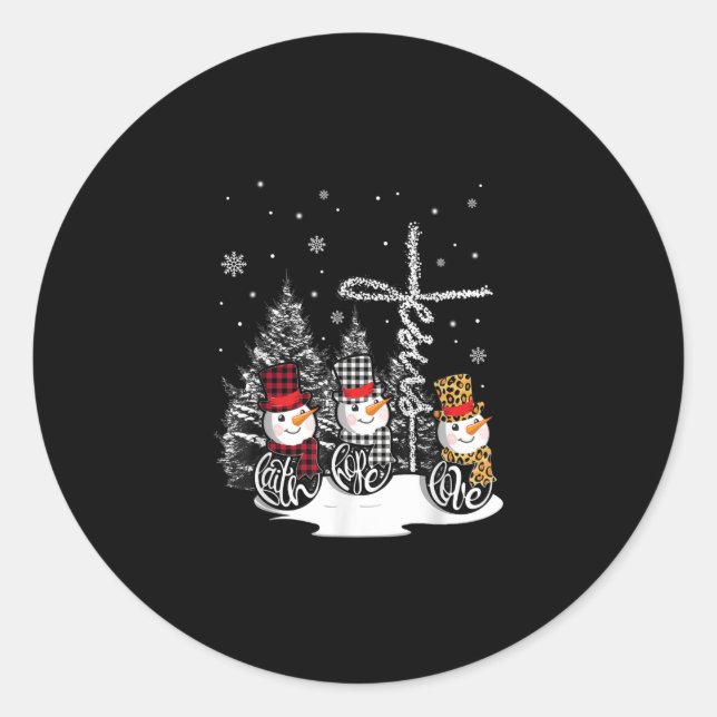 Adesivo Redondo Jesus Amor | Jesus Faith Hope Love Snowman (Frente)
