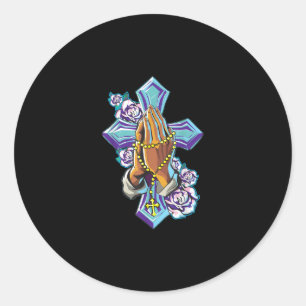 Adesivo Redondo Jesus Amor   Mão Cruzada Jesus Cristo Fé