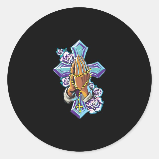 Adesivo Redondo Jesus Amor | Mão Cruzada Jesus Cristo Fé (Frente)