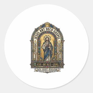 Adesivo Redondo Jesus Art Deco Gospel Jesus Art Deco Fé Cristã