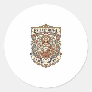 Adesivo Redondo Jesus Arte Nova Sagrado Pôster Jesus Arte Nova