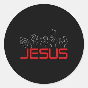 Adesivo Redondo Jesus Asl Língua de Sinais Americana Cristã Surda