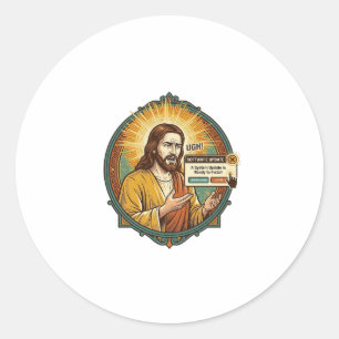 Adesivo Redondo Jesus Atualização de Software Irritante Pop Up Hum