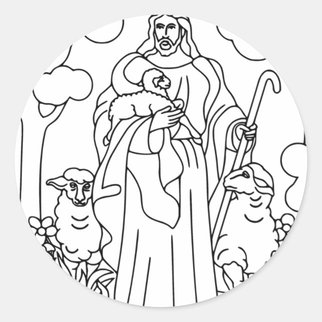 Adesivo Redondo Jesus, bom pastor (Frente)