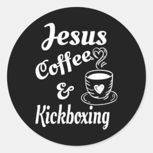 Adesivo Redondo Jesus Café e Kickboxing - Amantes do Café Cristão